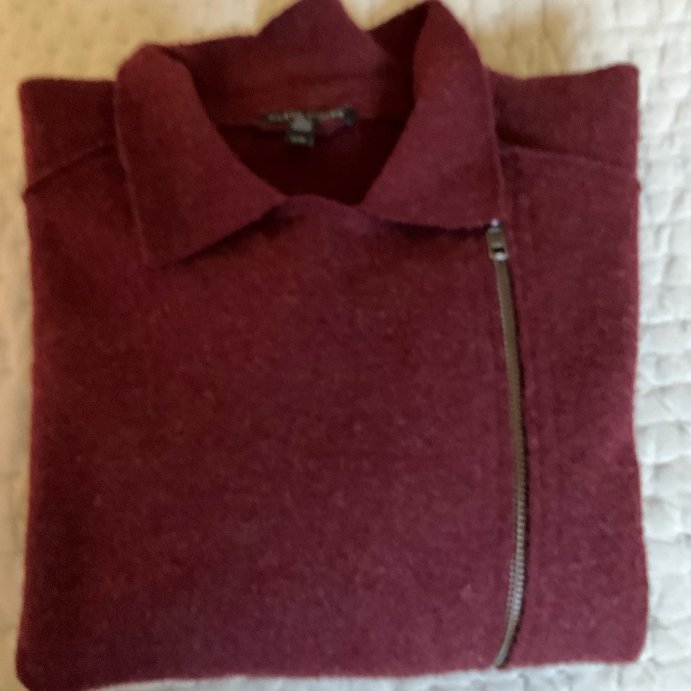 Eileen Fisher Burgundy Zip-Front Wool Jacket